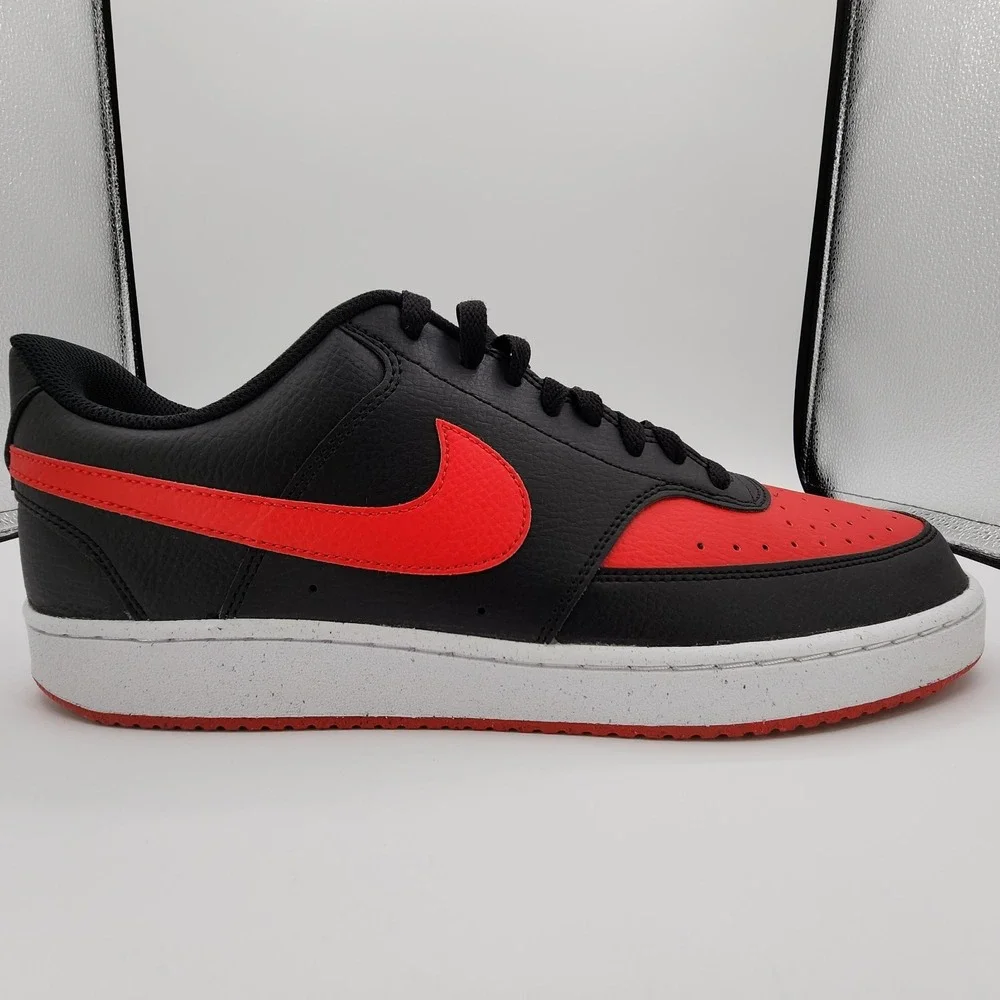 Nike Court Vision Lo Next Nature Shoes Mens 13 Black Red White Sneaker‎ NEW READ